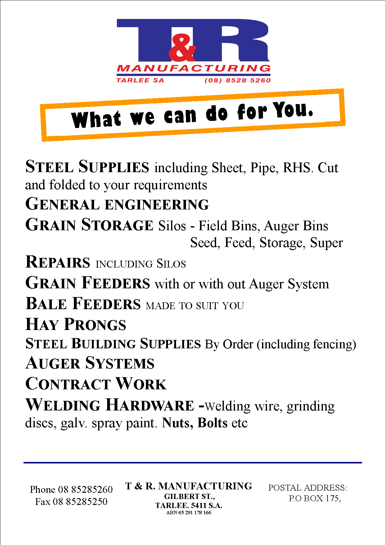 What we can do for you.